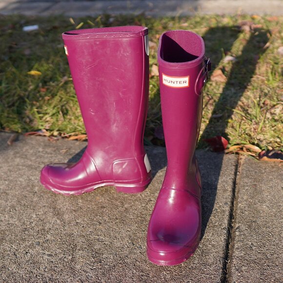 Hunter Purple Violet Original Gloss Round Toe Rain Boots Size 5 M - Picture 1 of 11